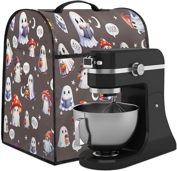 cfpolar Kitchen Aid Mixer Cover Compatible with 6-8 Quarts Halloween Ghosts Pumpkin Stand Mixer Cover Kitchen Aid Mixers Accessories Appliance Organizer Bag Dust Covers with Zipper Pocket