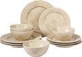 Bloomhouse - 2 Time Oprah's Favorite Things - Made in Portugal Hand Painted Dinnerware Set - Porto Petals 12 Piece (Service for 4) Floral Plates and Bowls Set - Lilly Cream