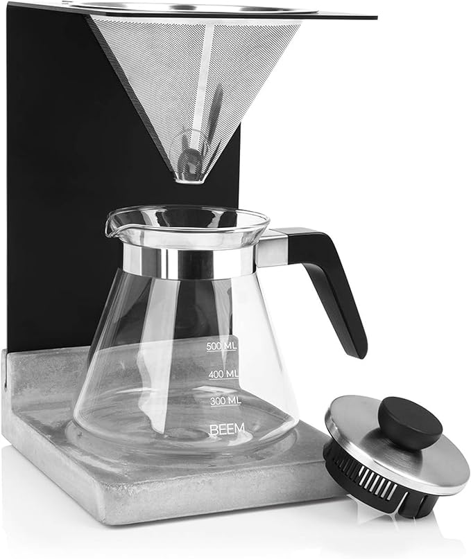 BEEM - Pour Over Coffee Maker 4 Piece Coffee Dripper Machine with Glass Jug Serves up to 4 Cups (0.5L)