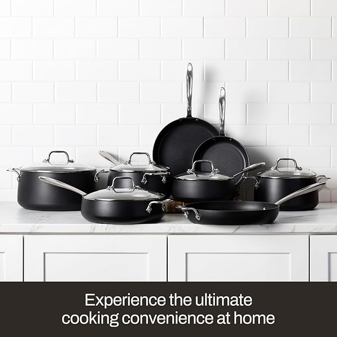 All-Clad HA1 Expert Hard Anodized Nonstick Cookware Set (10 Piece) Pots Frying Pans Dishwasher-Safe Oven-Safe Up to 500°F Compatible with All Stovetops (Gas Electric &amp Induction) - Black