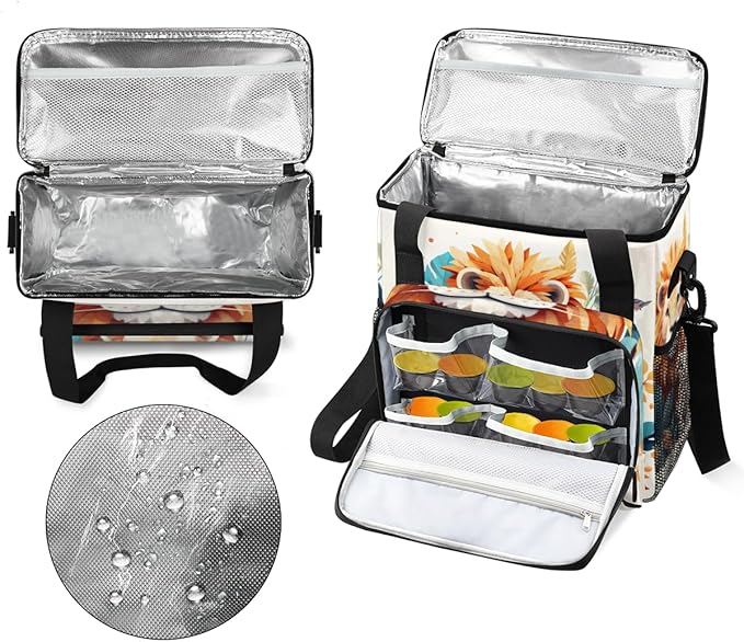 Watercolor Lion Coffee Maker Carrying Bag Jungle Lion Travel Storage Bag Compatible with K-Mini or K-Mini Plus Single Serve Coffee Brewer Carrying Case with Multiple Pockets &amp Shoulder Strap