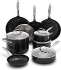 GP Black Pro Infinite8 Ceramic Nonstick 13 Piece Set Hard Anodized Stainless Steel Handle Saute and Saucepans PFAS-Free