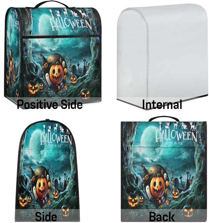 cfpolar Kitchen Aid Mixer Cover Compatible with 6-8 Quarts Halloween Pumpkin Ghosts Green Forest Stand Mixer Cover Kitchen Aid Mixers Accessories Appliance Organizer Bag Dust Covers with Zipper Pocket