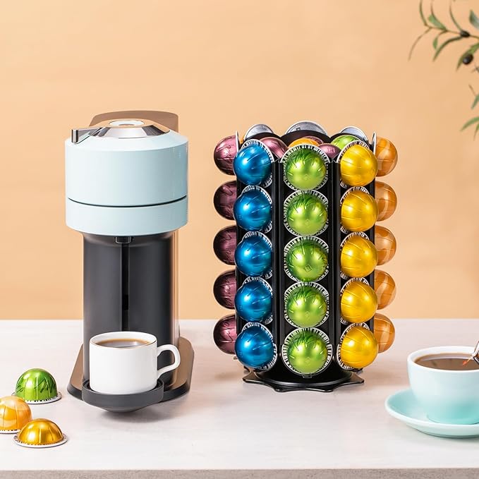 Rice rat Nespresso Pods Holder Capsules with Central Extra Pod Storage (Carousel-40+ Pods)