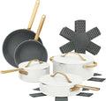 Nonstick Ceramic Cookware Set (12 Piece) Pots Frying Pans Lids and Kitchen Storage Oven Safe Pan Set &amp Compatible with All Stovetops - (White Icing)