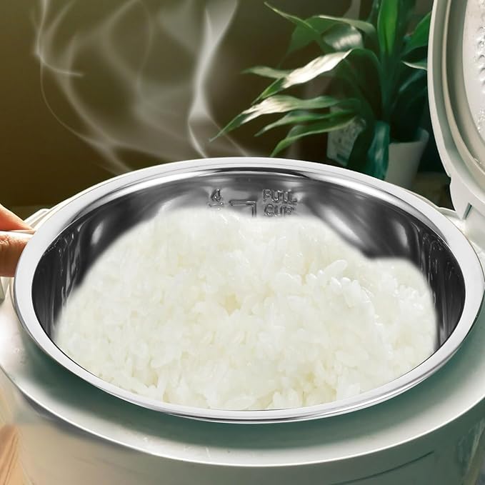 Baluue Stainless Steel Rice Cooker Inner Pot 4L Widely Compatible Easy Clean Suitable for Home Use Silver Household Rice Cooker Inner Pot 8.66x8.66x5.19 Inches