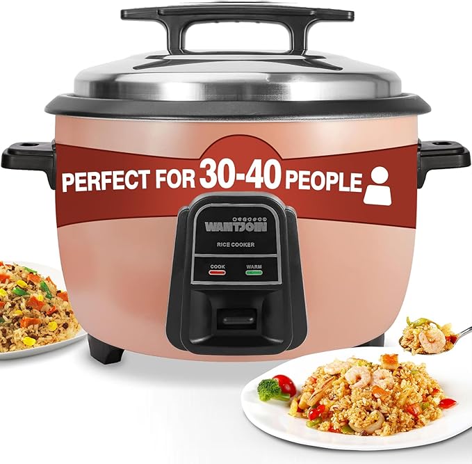 Wantjoin Rice cooker Stainless Rice Cooker &amp Warmer Commercial Rice cooker for party and family(10L capacity for 4.2L rice42CUPS) Brown