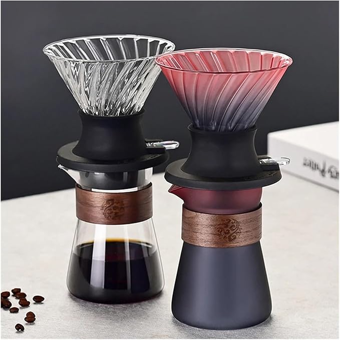 Immersion Coffee Dripper Switch Pour Over Dripper Immersion Dripper Switch Coffee Maker Glass Coffee Filters V02 Set(TransparentTeapot+cup)
