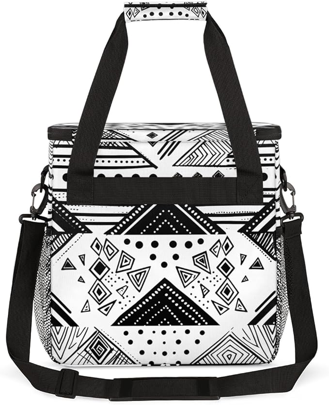 Traditional Aztec Coffee Maker Carrying Bag Vintage Striped Pattern Travel Storage Bag Compatible with K-Mini or K-Mini Plus Single Serve Coffee Brewer Carrying Case with Pockets &amp Shoulder Stra