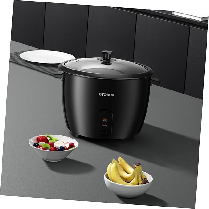 NUOBESTY Electric Rice Cooker Portable Cooking Pot with Clear Lid Multi-functional Stew and Soup Maker for Household and Camping Efficient Kitchen Appliance with US Plug