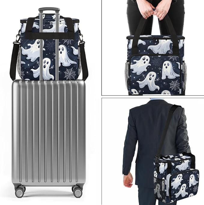 Spooky Ghost Spiders Coffee Maker Carrying Bag Portable Travel Storage Tote Bag Compatible with K-Mini or K-Mini Plus Single Serve Coffee Brewer Carrying Case with Multiple Pockets &amp Shoulder St
