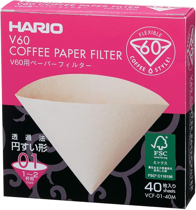 Hario V60 Ceramic Coffee Dripper Pour Over Cone Coffee Maker Size 02 White &amp V60 Paper Coffee Filters Size 01 Natural 40ct Boxed
