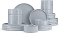 E-far Dinnerware Sets for 8 24-Piece Stoneware Plates and Bowls Dish Set Modern Kitchen Dinning Dishware Chip and Scratch Resistant Microwave &amp Dishwasher Safe Speckled Gray