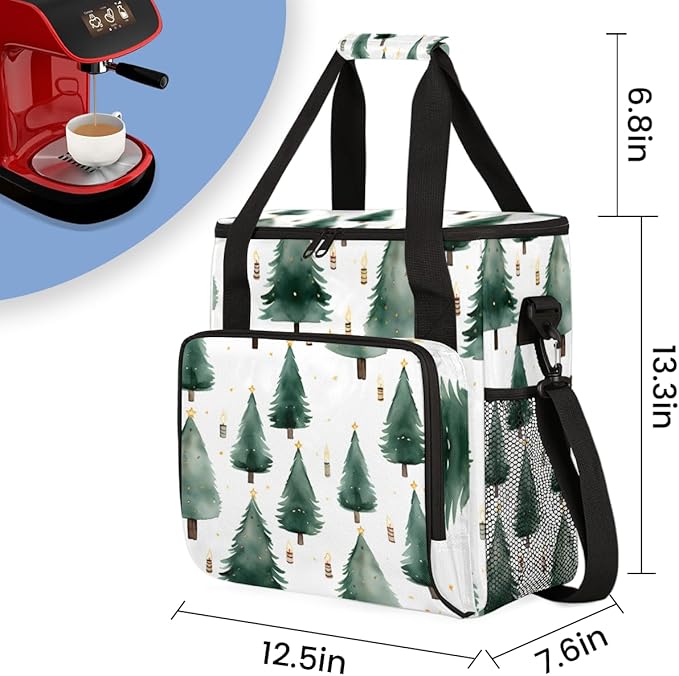 Christmas Tree Coffee Maker Carrying Bag Cute Tree Travel Storage Bag Compatible with K-Mini or K-Mini Plus Single Serve Coffee Brewer Carrying Case with Multiple Pockets &amp Shoulder Strap