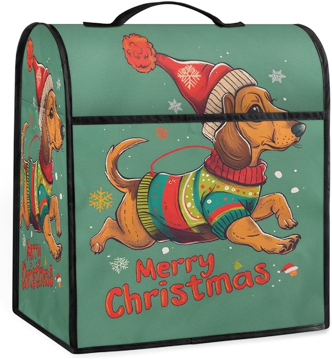 cfpolar Kitchen Aid Mixer Cover Compatible with 6-8 Quarts Christmas Hat Cute Dog Stand Mixer Cover Kitchen Aid Mixers Accessories Appliance Organizer Bag Dust Covers with Zipper Pocket