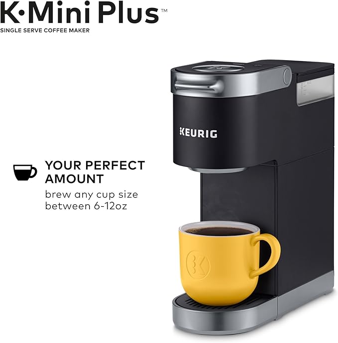 Keurig K-Mini Plus Single Serve K-Cup Pod Coffee Maker Black &amp K-Express Coffee Maker Single Serve K-Cup Pod Coffee Brewer Black 12.8” L x 5.1” W x 12.6” H