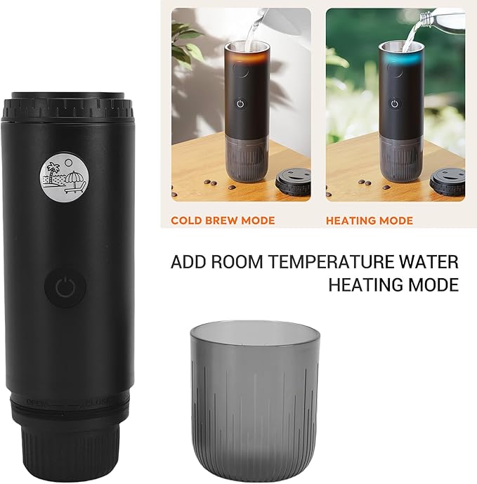 Asixxsix Portable Coffee Maker 19Bar High Pressure Espresso Machine with 80ml Water Capacity 7800mAh Battery Compatible with Ground Coffee and Capsule for HikingOfficeRV