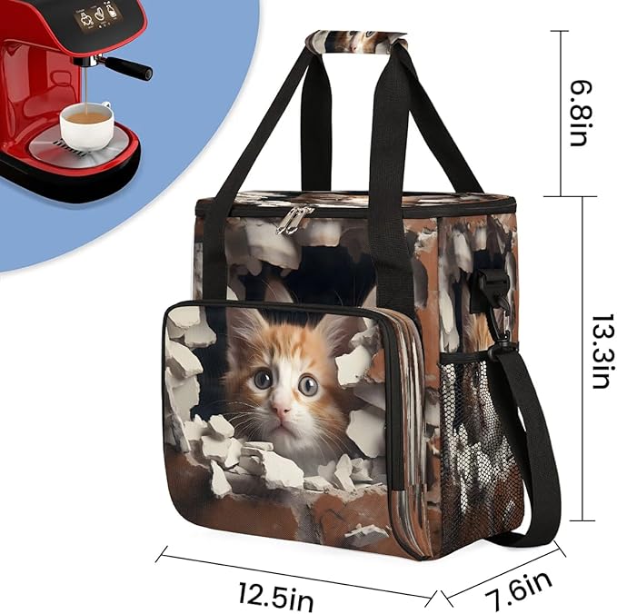 Lovely Cat Coffee Maker Carrying Bag for Keurig K-Mini or K-Mini Plus Storage Portable Coffee Maker Travel Bag