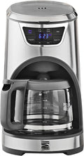 Koolatron Kenmore Elite Drip Coffee Maker - 12-Cup Programmable Coffee Machine With Glass Pot Pause and Pour Auto Shut-Off Large Water Reservoir Reusable Filter Dishwasher Safe Carafe
