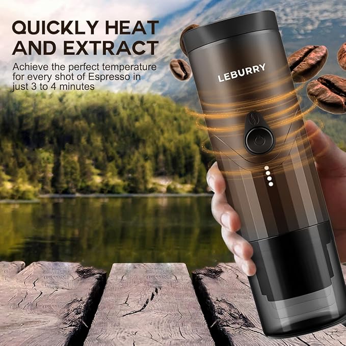 Portable Espresso Machine - Travel Espresso Maker for Both Coffee Ground &amp Capsules - Battery Powered Coffee Maker - Portable Coffee Maker for Travel Camping Home Office RV