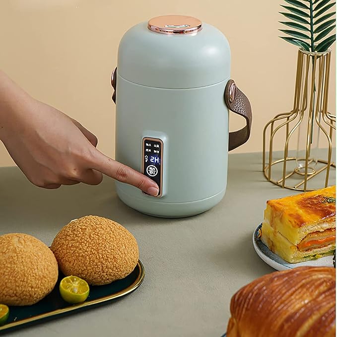 Rice Cooker &amp Hot Pot 500ml Small Capacity Ceramic Glaze Non-Stick Liner for Home Dormitory Office for 1~2 People Rice Cooker (Green)