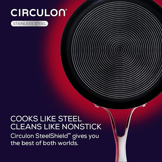Circulon - S Series - SteelShield - Induction 3 Piece Saucepan Set- 16/18/20cm - Non stick - Dishwasher Safe - Stay Cool Handles and glass lids