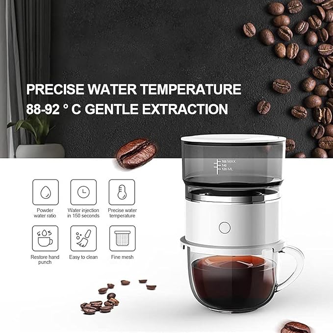 Portable Personal Coffee Maker2pcs Hand Pour Coffee Machine Hand-Pressed and Water Temperature Control. Hand-Pressed Mini&ampReusable Perfect for Home Traveling Camping Hiking