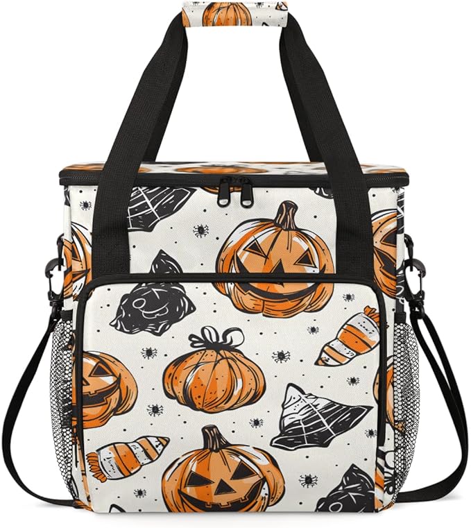 Halloween Pumpkin Coffee Maker Carrying Bag Dreamy Pumpkin Travel Storage Bag Compatible with K-Mini or K-Mini Plus Single Serve Coffee Brewer Carrying Case with Multiple Pockets &amp Shoulder Stra