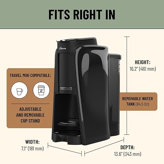 Flavia Aroma Brewer Bundle with 84 Freshpacks and 1 Merchandiser - Coffee Machine Makes Coffee Lattes Tea and other Hot or Iced Beverages Multiple Brew Sizes Black