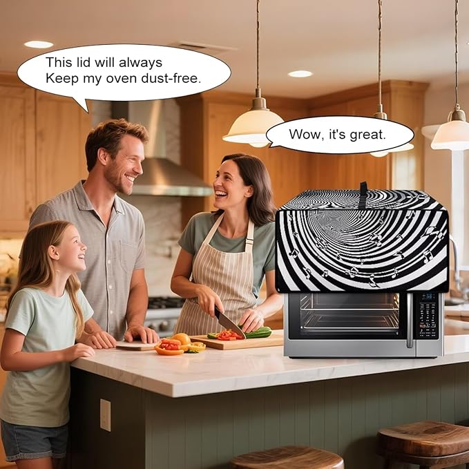 Music Print Toaster Oven Air Fryer Cover Washable Bread Maker Cover Dustproof Stain Resistant Smart Microwave Oven Protector 18.5 x 14.5 x 9 Black