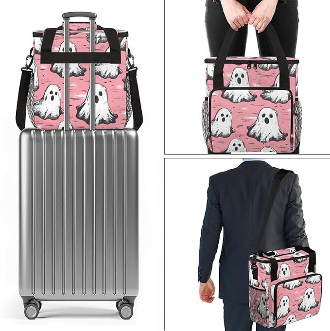 Magical Spooky Ghosts Coffee Maker Carrying Bag Portable Travel Storage Tote Bag Compatible with K-Mini or K-Mini Plus Single Serve Coffee Brewer Carrying Case with Multiple Pockets &amp Shoulder S