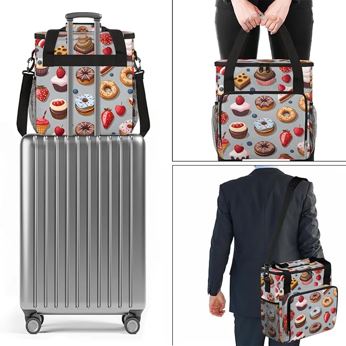 Cake Donut Coffee Maker Travel Bag for Keurig K-Mini/K-Mini Plus Insulated Waterproof Tote with Pockets for K-Cup Portable Single-Serve Brewer Case