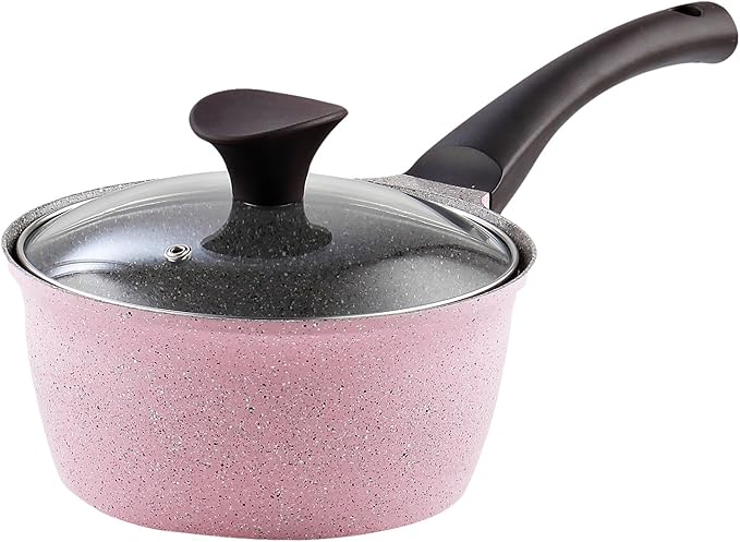 Cook N Home 1.7-Quart Nonstick Ceramic Saucepan with Lid Pink