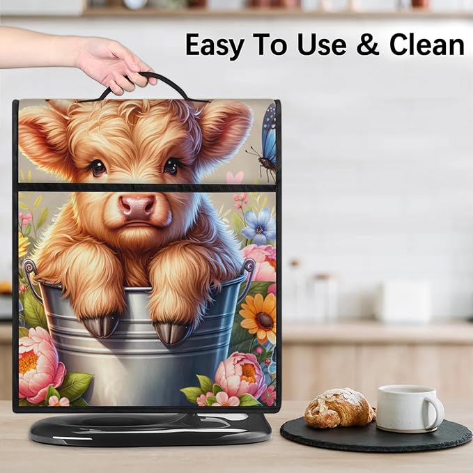 Kitchen Aid Mixer Cover Animal Cow Stand Mixer Cover Compatible with 6-8 Quarts Stand Mixers Dust Covers with Zipper Pocket Foldable Washable Kitchen Aid Organizer Bag