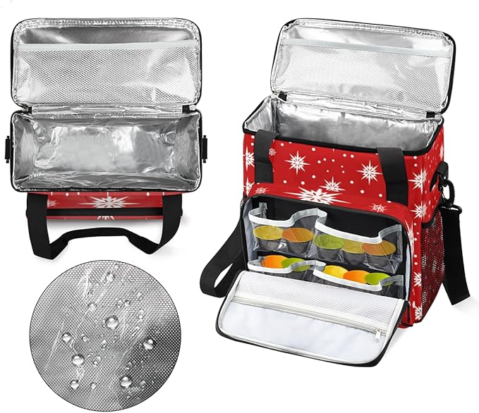 Christmas Snowflakes Coffee Maker Carrying Bag Glitter Snowflakes Travel Storage Bag Compatible with K-Mini or K-Mini Plus Single Serve Coffee Brewer Carrying Case with Pockets &amp Shoulder Strap