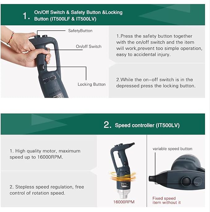 Immersion Blender Handheld Blender Adjustable Speed with Stainless Steel Rod and Whisk Perfect for Soups Sauces and More
