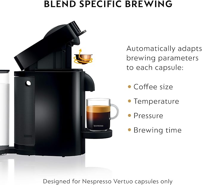 Nespresso Vertuo Plus Coffee and Espresso Machine by De'Longhi with Aeroccino Ink Black (Renewed)