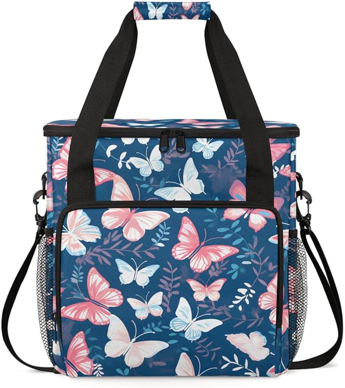 Watercolor Butterfly Coffee Maker Carrying Bag Modern Butterfly Travel Storage Bag Compatible with K-Mini or K-Mini Plus Single Serve Coffee Brewer Carrying Case with Pockets &amp Shoulder Strap