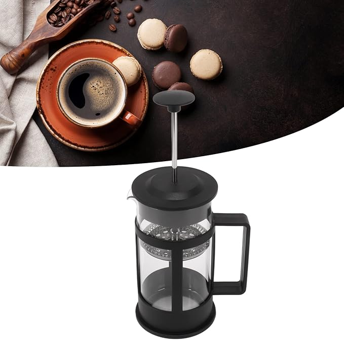 JTLB 350ml French Press Coffee Maker Glass Stainless Steel Coffee Press Glass French Press Teapot