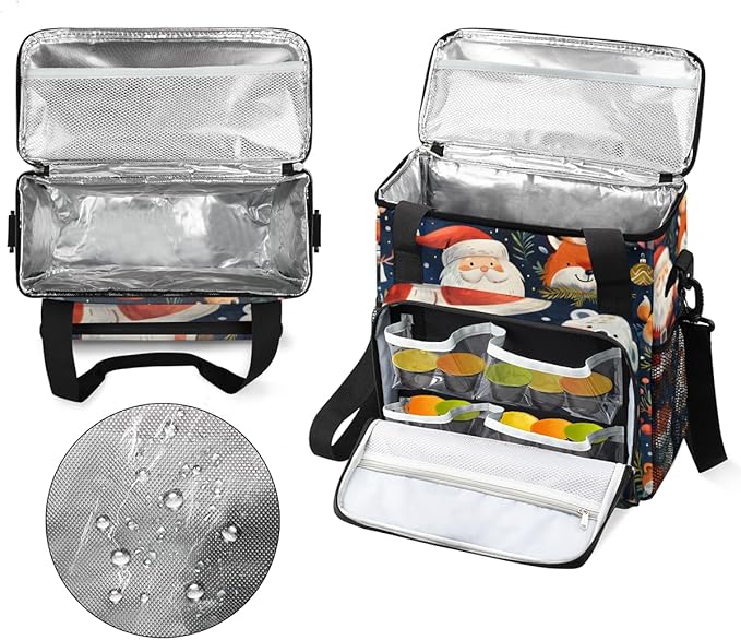 Fantastic Santa Claus Coffee Maker Carrying Bag Magical Santa Claus Travel Storage Bag Compatible with K-Mini or K-Mini Plus Single Serve Coffee Brewer Carrying Case with Pockets &amp Shoulder Stra