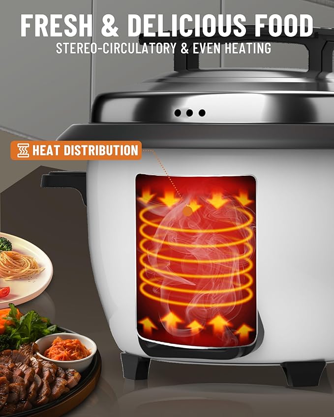 Wantjoin Rice cooker Stainless Rice Cooker &amp Warmer Commercial Rice cooker for party and family(10L capacity for 4.2L rice42CUPS) White