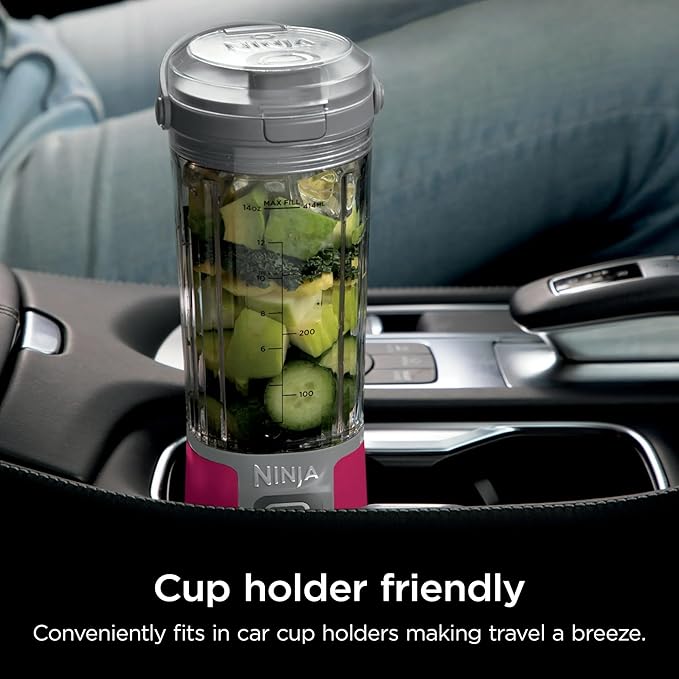 Ninja Blast 16 oz. Personal Portable Blender with Leak Proof Lid and Easy Sip Spout Perfect for Smoothies Cordless USB-C Rechargeable Dishwasher Safe Parts (Renewed) (Cranberry Red)