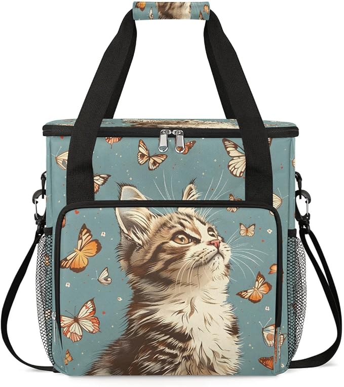 Cat Butterfly Coffee Maker Travel Bag for K-Mini or K-Mini Plus Single Serve Coffee Brewer Portable Storage Tote Case for Tarvel