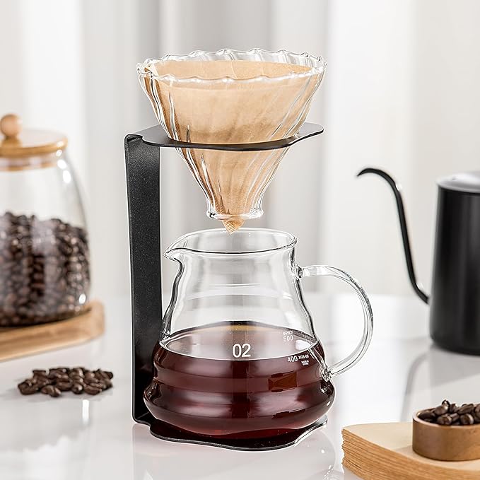 Coffee Pour Over Set – Complete Pour Over Coffee Maker with Dripper Pot and 100 Filters | Portable V60 Style Drip Coffee Pour Over
