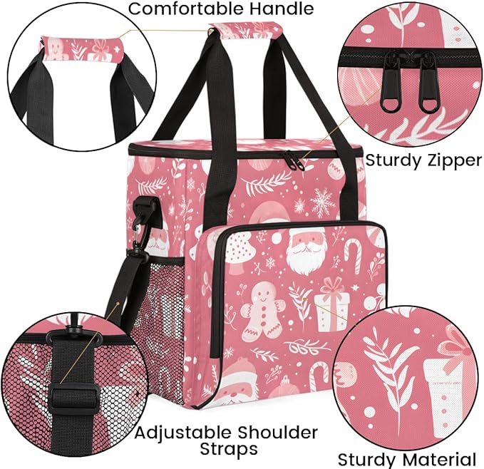Christmas Santa Claus Coffee Maker Carrying Bag Portable Travel Storage Tote Bag Compatible with K-Mini or K-Mini Plus Single Serve Coffee Brewer Carrying Case with Multiple Pockets &amp Shoulder S