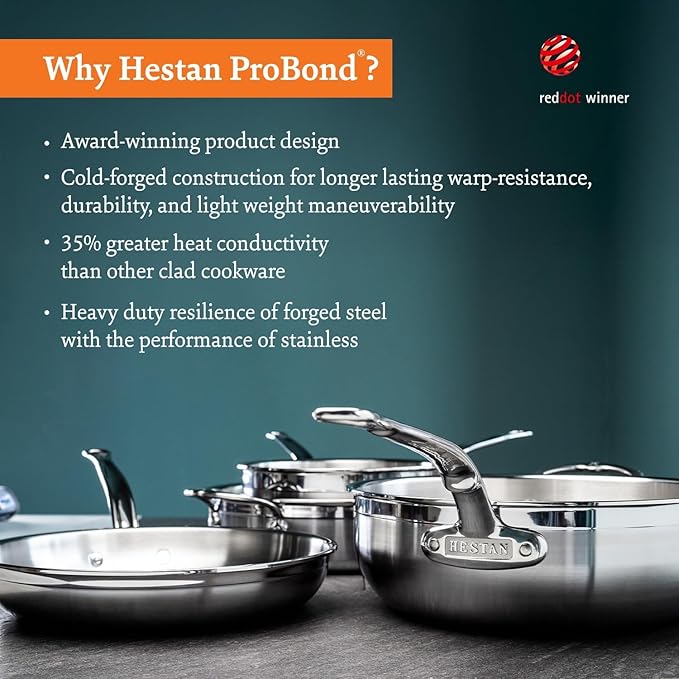 Hestan - ProBond Collection - Professional Clad Stainless Steel 10-Piece Ultimate Cookware Set Induction Cooktop Compatible