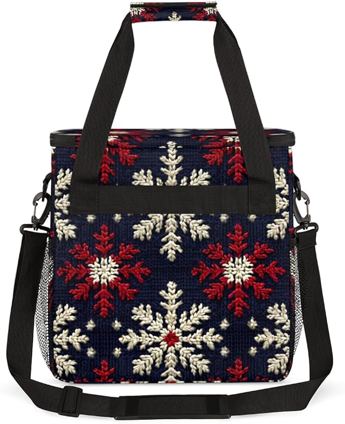 Christmas Snowflakes Coffee Maker Carrying Bag Colorful Snowflakes Travel Storage Bag Compatible with K-Mini or K-Mini Plus Single Serve Coffee Brewer Carrying Case with Pockets &amp Shoulder Strap