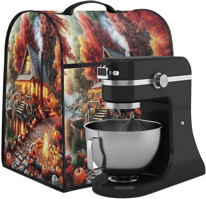 cfpolar Kitchen Aid Mixer Cover Compatible with 6-8 Quarts Autumn Pumpkin Castle Stand Mixer Cover Kitchen Aid Mixers Accessories Appliance Organizer Bag Dust Covers with Zipper Pocket