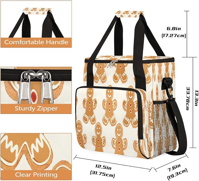 Christmas (612) Coffee Maker Carring Bag Travel Carrying Storage Tote Bag Compatible with Keurig K-Mini or K-Mini Plus Portable Single Serve Coffee Brewer Case with Pockets for K-cup Pods