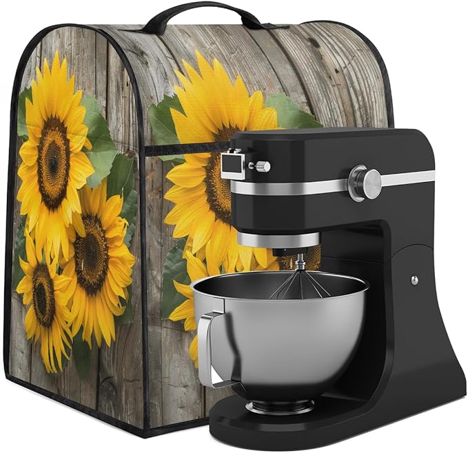cfpolar Kitchen Aid Mixer Cover Compatible with 6-8 Quarts Floral Yellow Sunflower Stand Mixer Cover Kitchen Aid Mixers Accessories Appliance Organizer Bag Dust Covers with Zipper Pocket